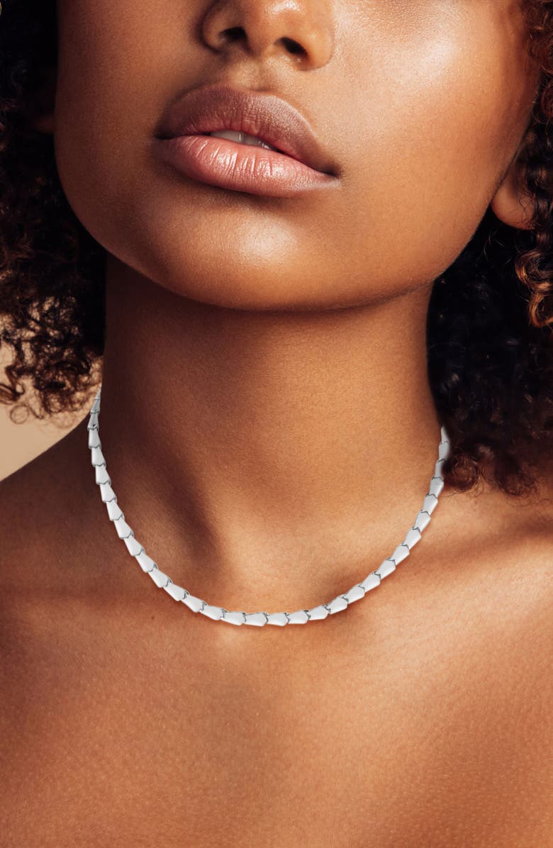 GLAZE JEWELRY Serpent Link Collar Necklace, Alternate, color, Silver