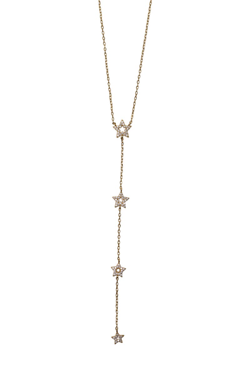 Cubic Zirconia Pavé Star Charms Y-Necklace, Main, color, GOLD