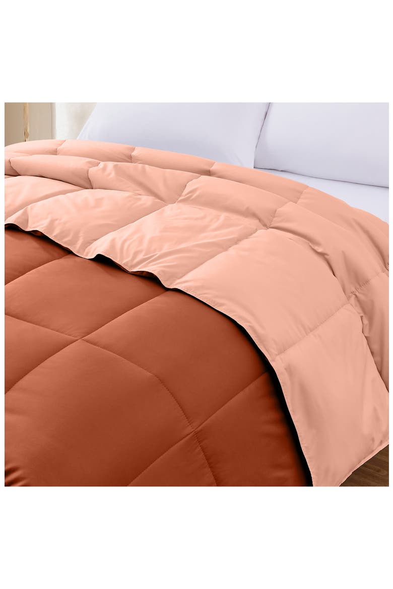 Down Alternative Reversible Comforter, Alternate, color, RUSTY/CLAY