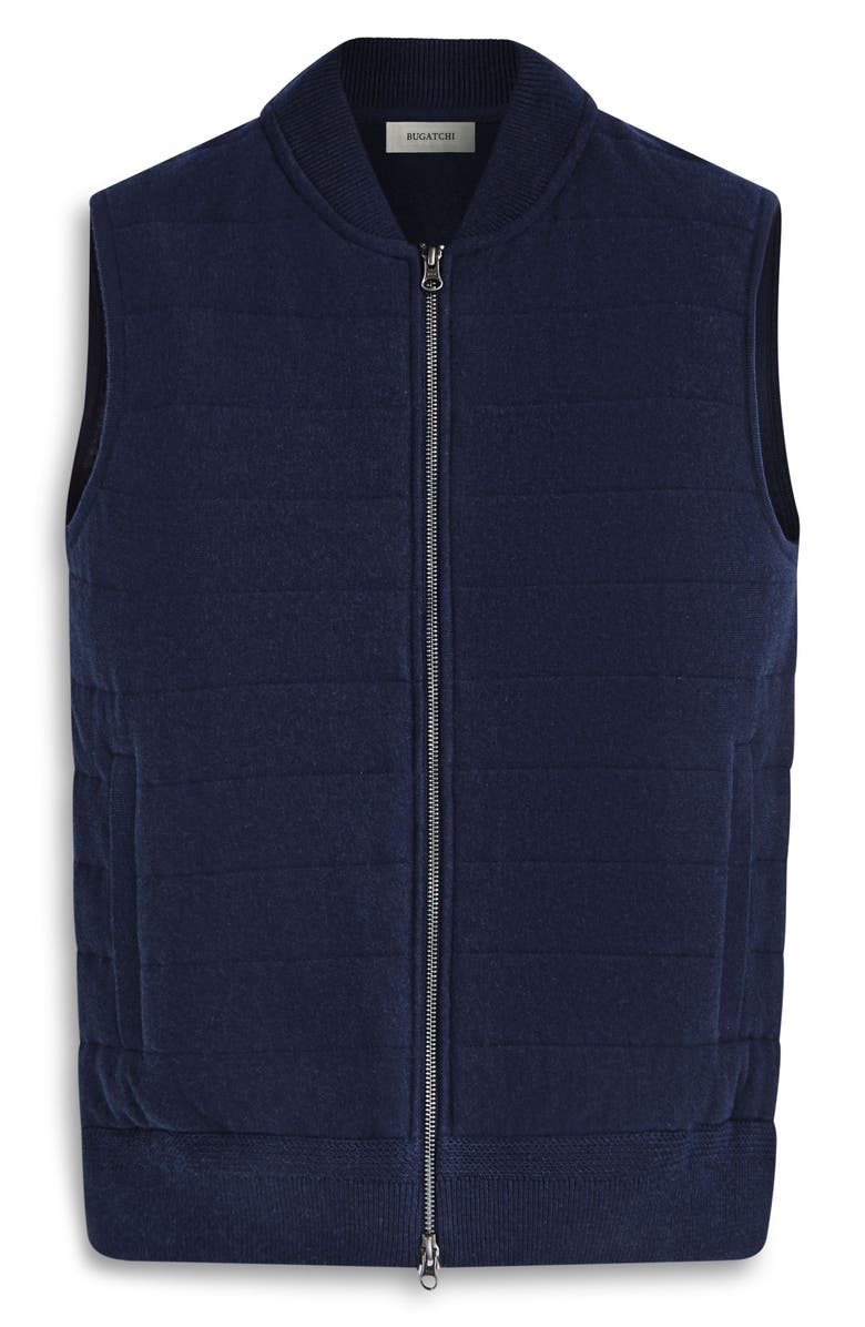 Bugatchi Quilted Cotton Zip Sweater Vest, Alternate, color, Navy