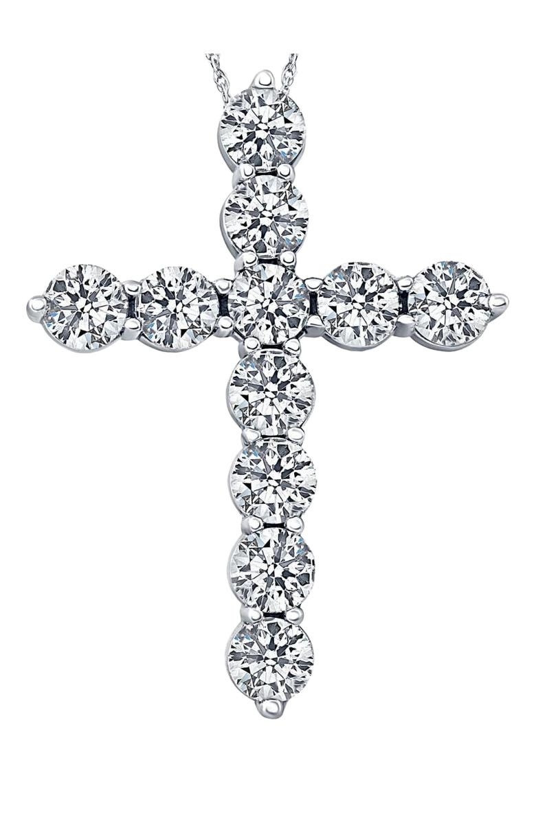 Bliss Diamond 3 Ct Diamond Cross Pendant 14k Gold Necklace Lab Grown, Main, color, 14K White Gold