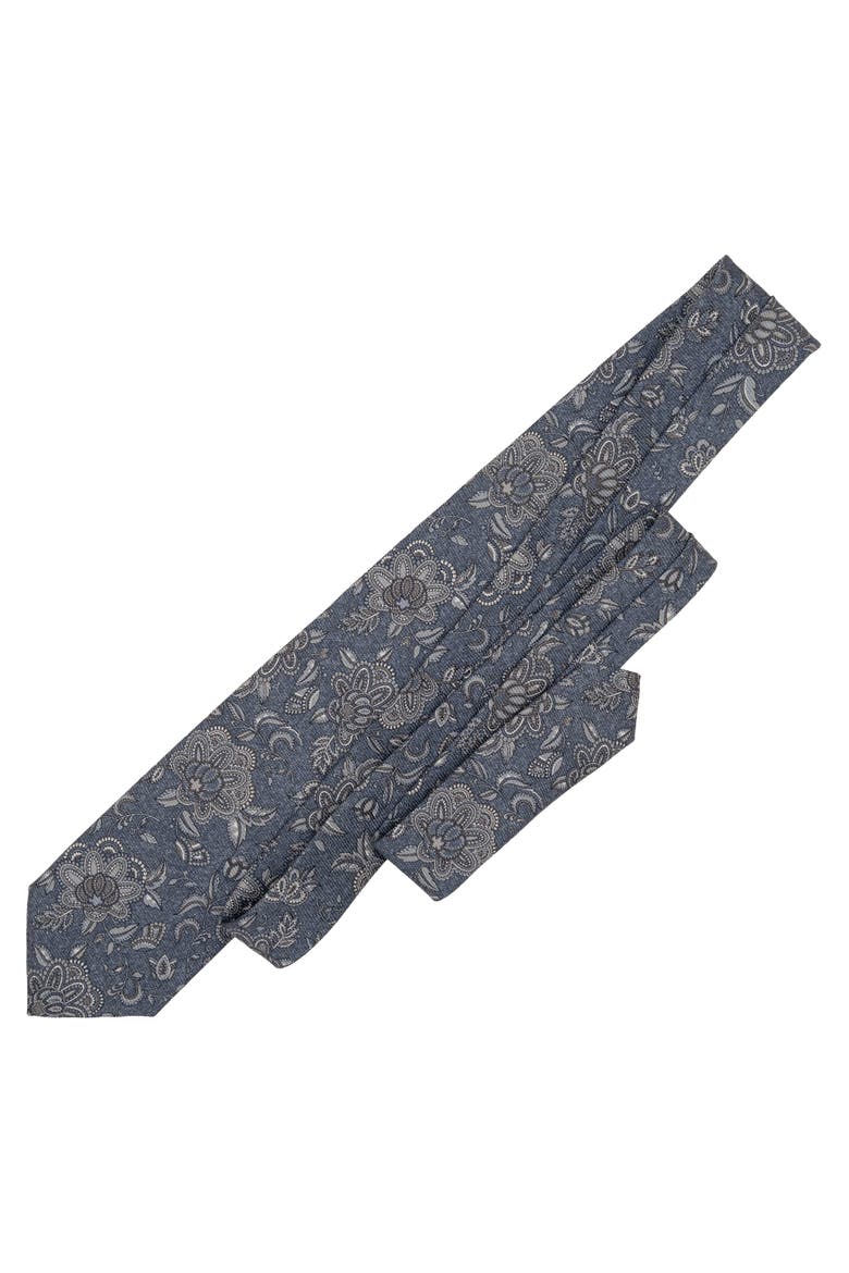 Sartori - Extra Long Printed Silk Tie for Men, Alternate, color, Denim Blue