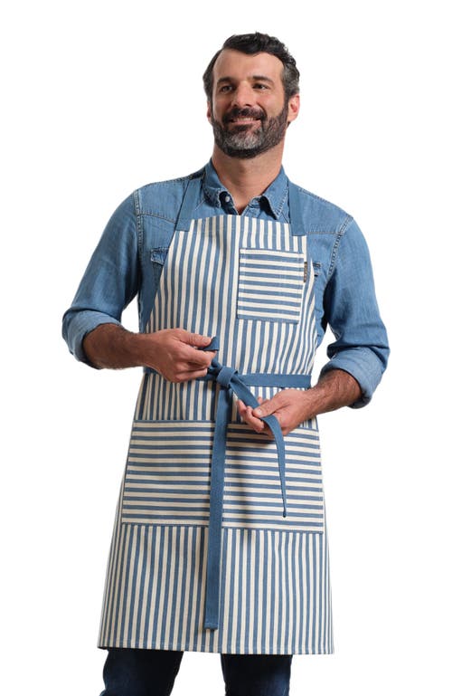Meema Bib Apron with Pockets - Striped in Blue  product