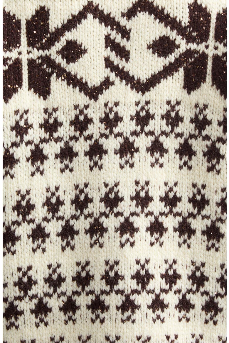 Fair Isle Wool Blend Zip Cardigan, Alternate, color, WHITE