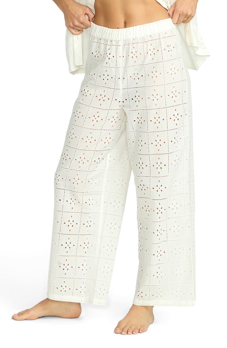 Billabong Cotton Eyelet Cover-Up Pants, Main, color, Salt Crystal