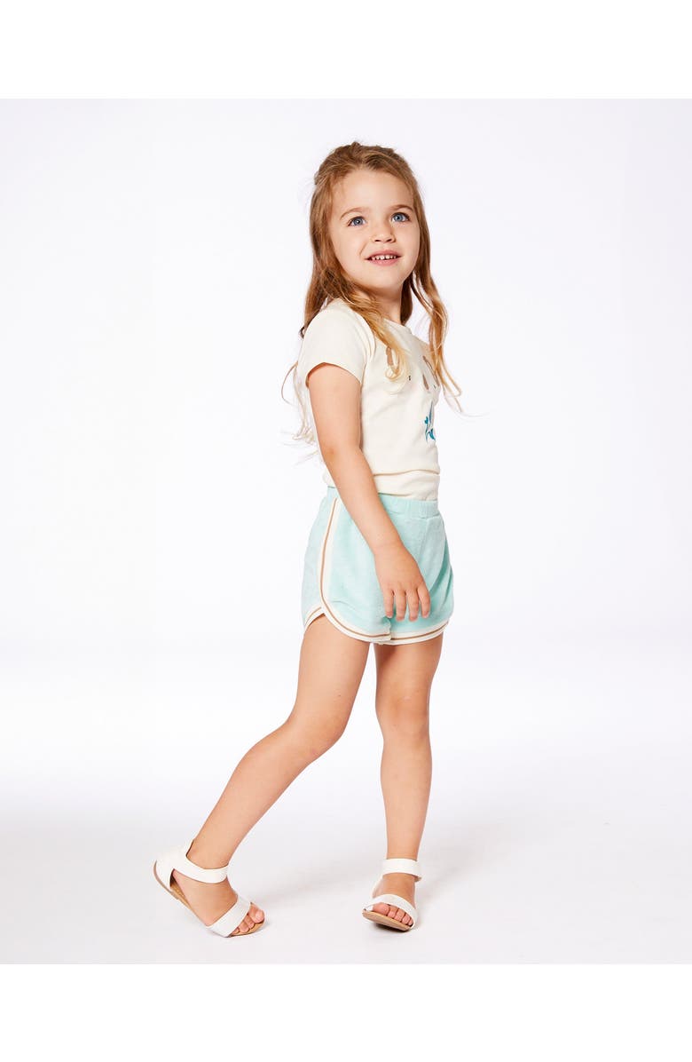 Deux par Deux Girl's Terry Cloth Short Turquoise And Beige, Alternate, color, Turquoise And Beige