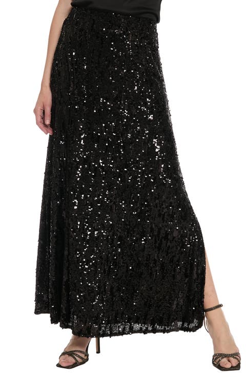 Sequin Side Slit Skirt