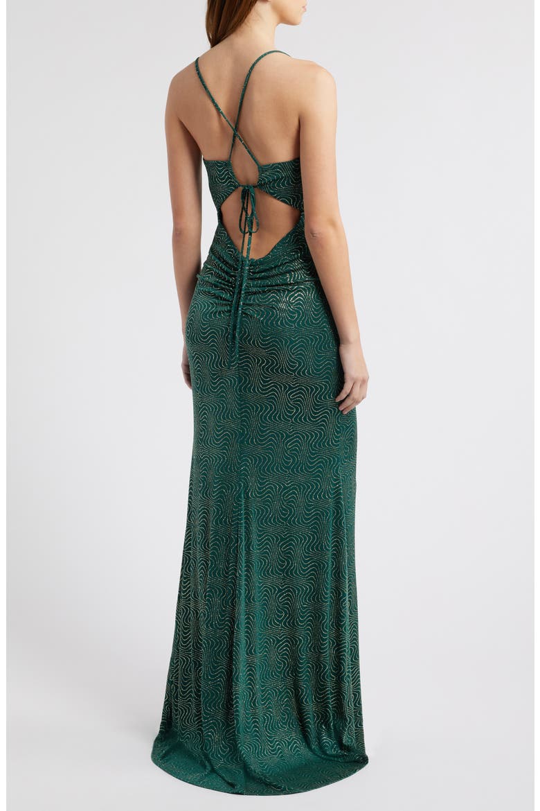 Glitter Swirl Strappy Dress, Alternate, color, HUNTER GOLD