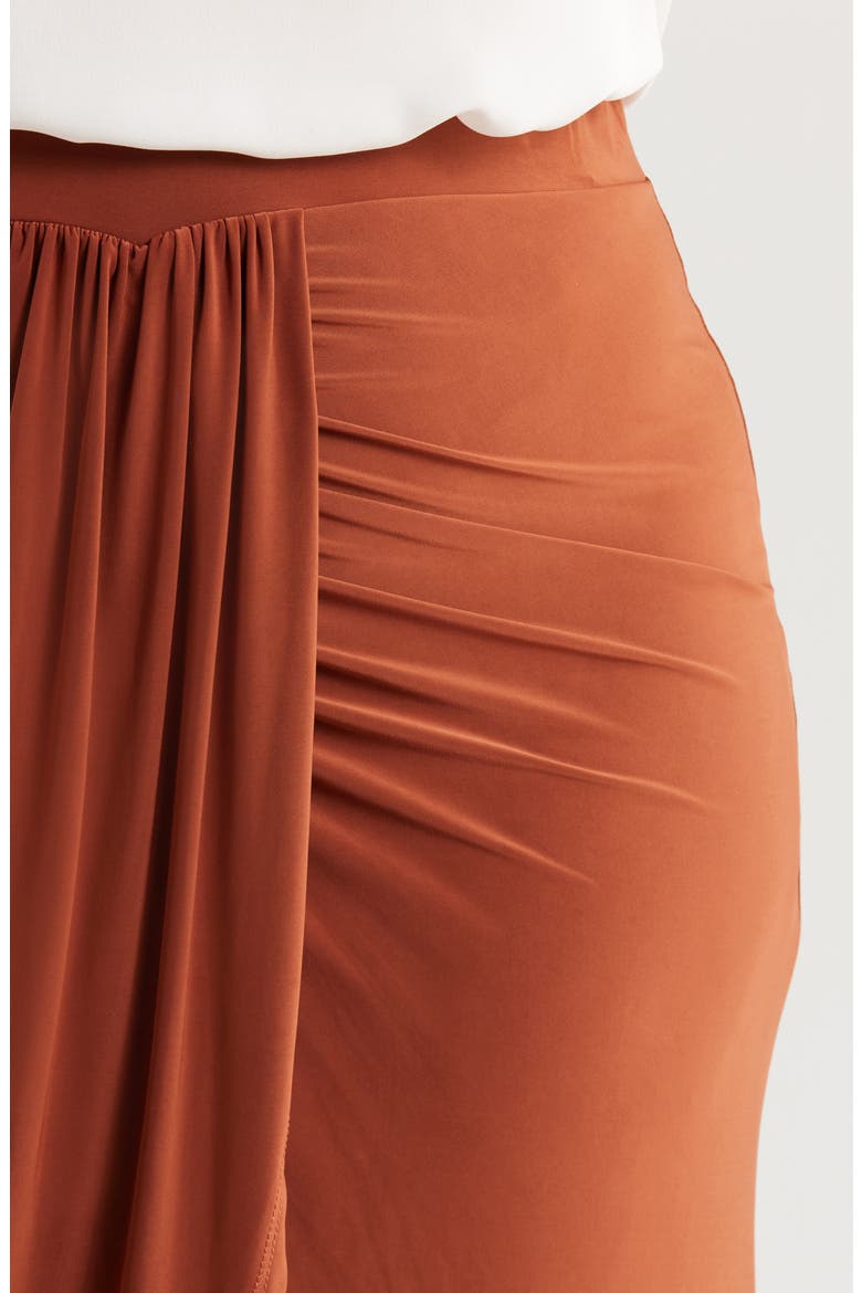 Draped Wrap Skirt, Alternate, color, TOBACCO