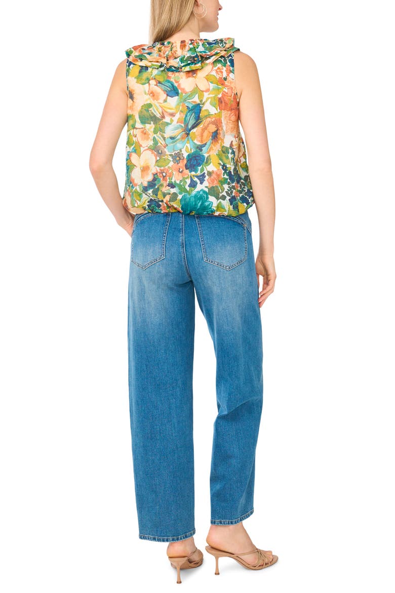 Floral Ruffle Collar Top, Alternate, color, SAILOR BLUE 486