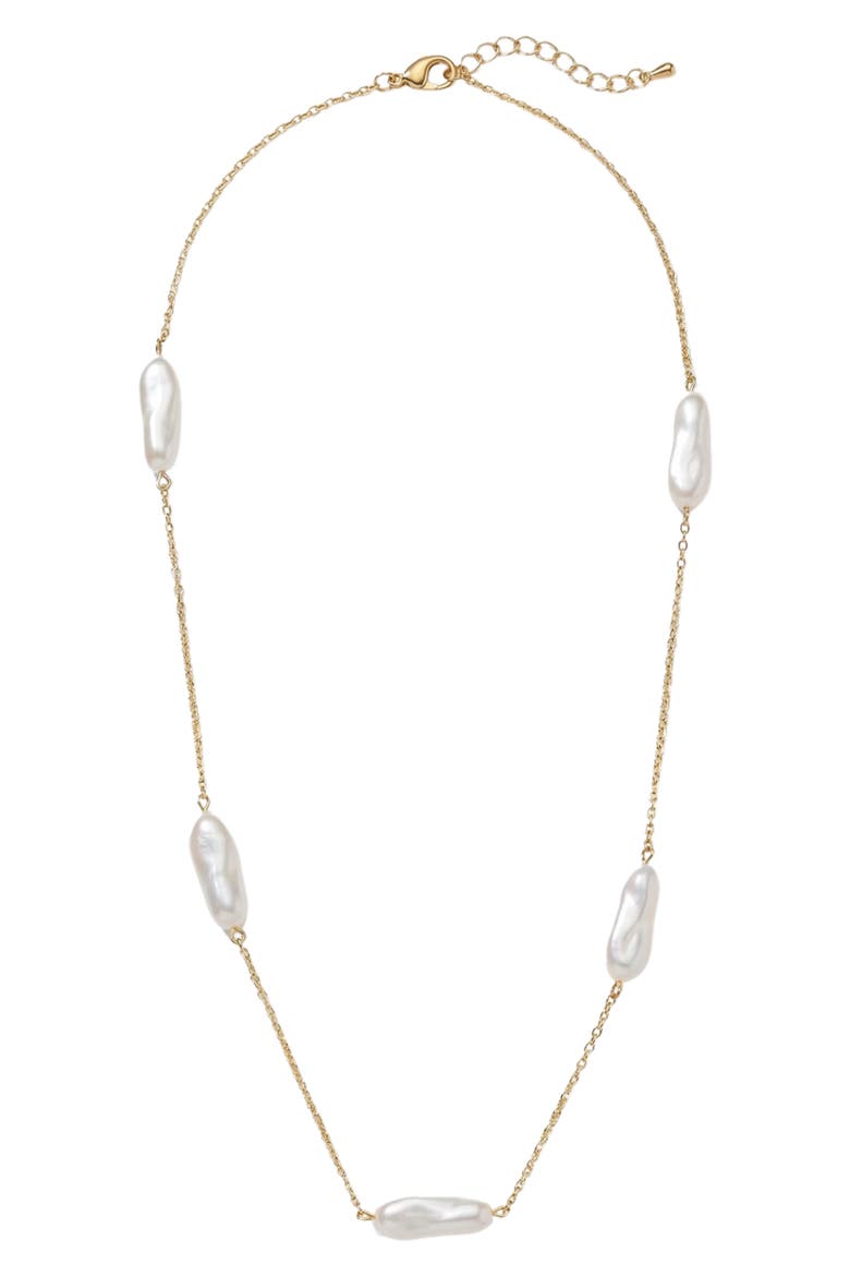 The Gaze Genuine Pearl Necklace, Main, color, GOLD