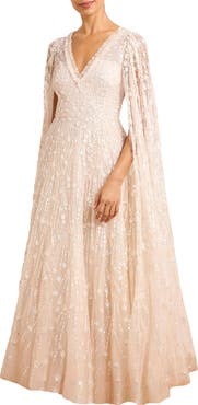 Needle & Thread Comet Embellished Cape V-Neck Maxi Dress