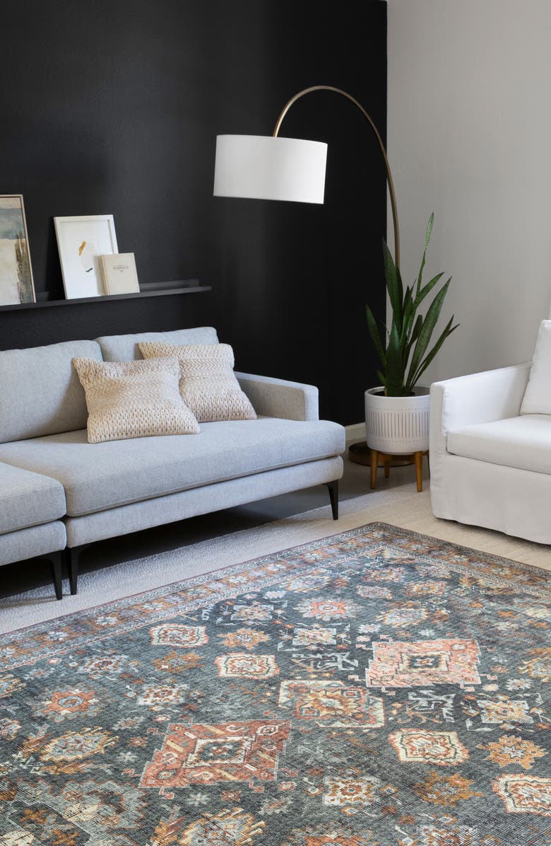 LOLOI II Skye Collection Rug - Sea/Rust - 7'-6" x 9'-6", Alternate, color, Sea / Rust