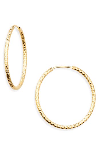 Argento Vivo Diamond Cut Hoop Earrings