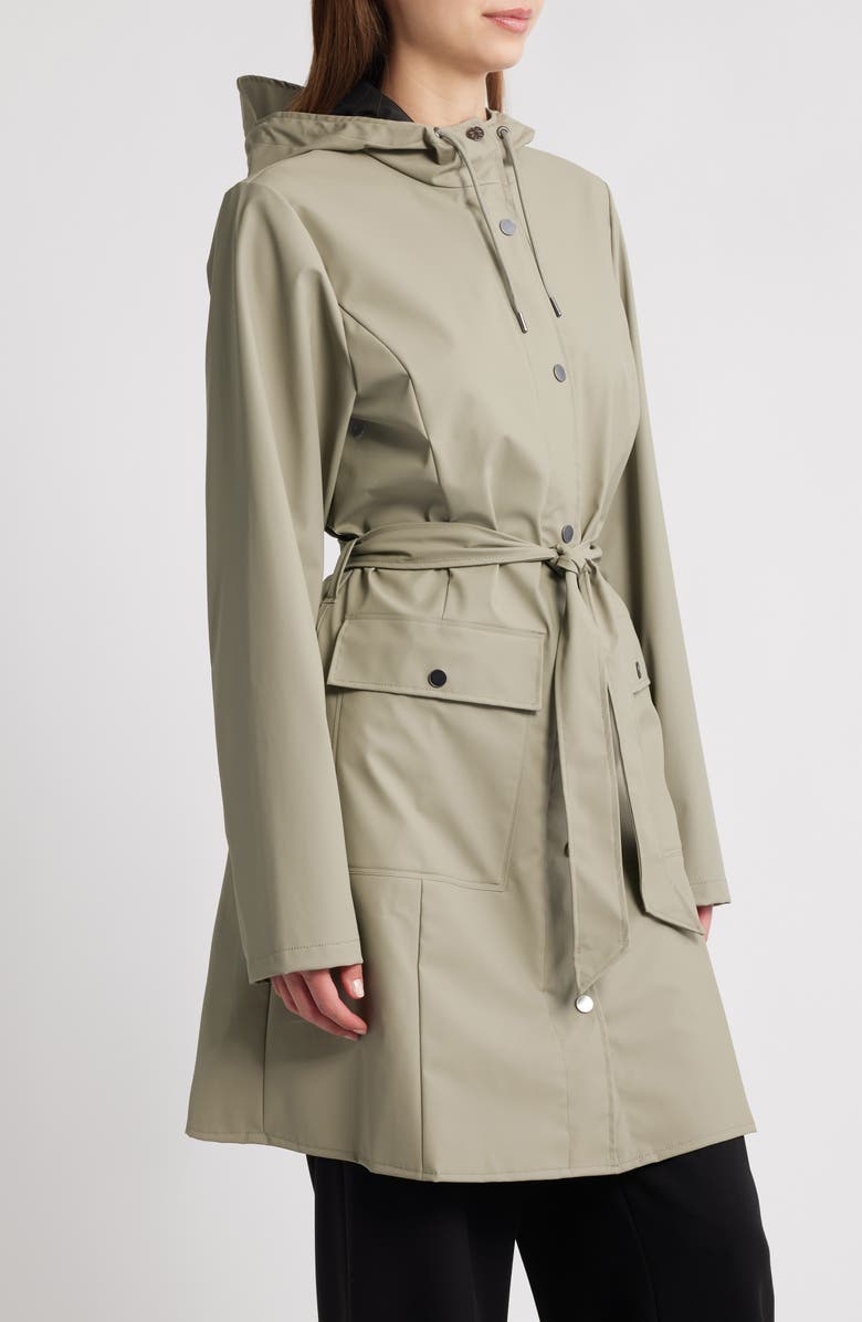 Rains Curve Waterproof Belted Jacket, Alternate, color, Drift