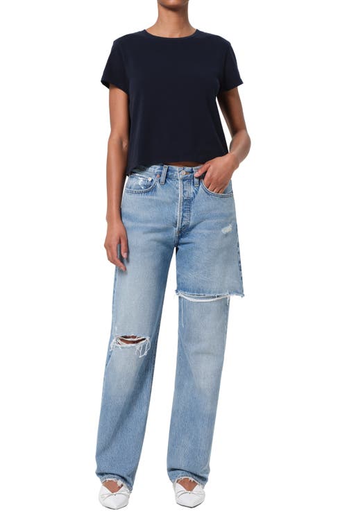 Agolde Amryn Double Layer Ripped Straight Leg Jeans In Blue