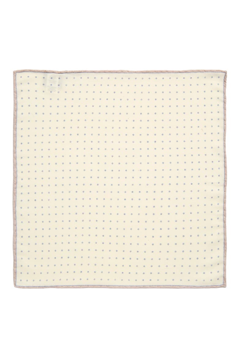 Polka Dot Wool & Cotton Muslin Pocket Square, Alternate, color, IVORY/ DENIM