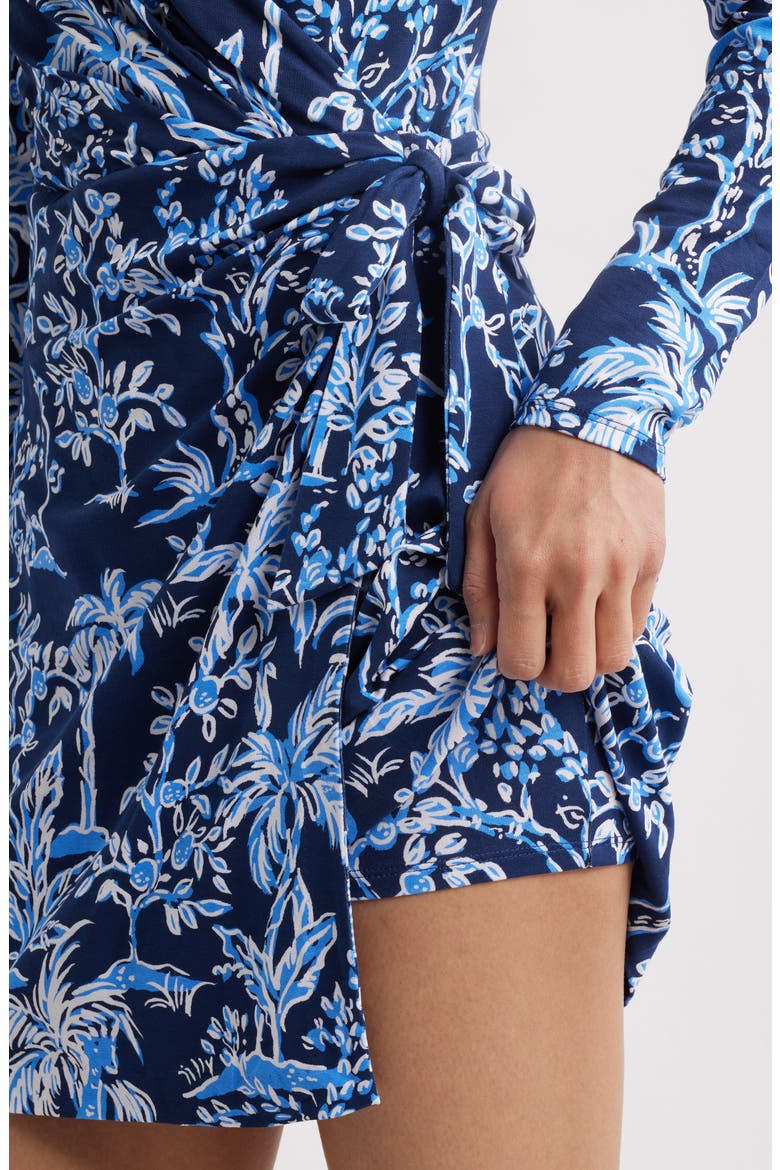 Jemma Botanical Print Long Sleeve Wrap Front Romper, Alternate, color, LOW TIDE NAVY TALL TALES
