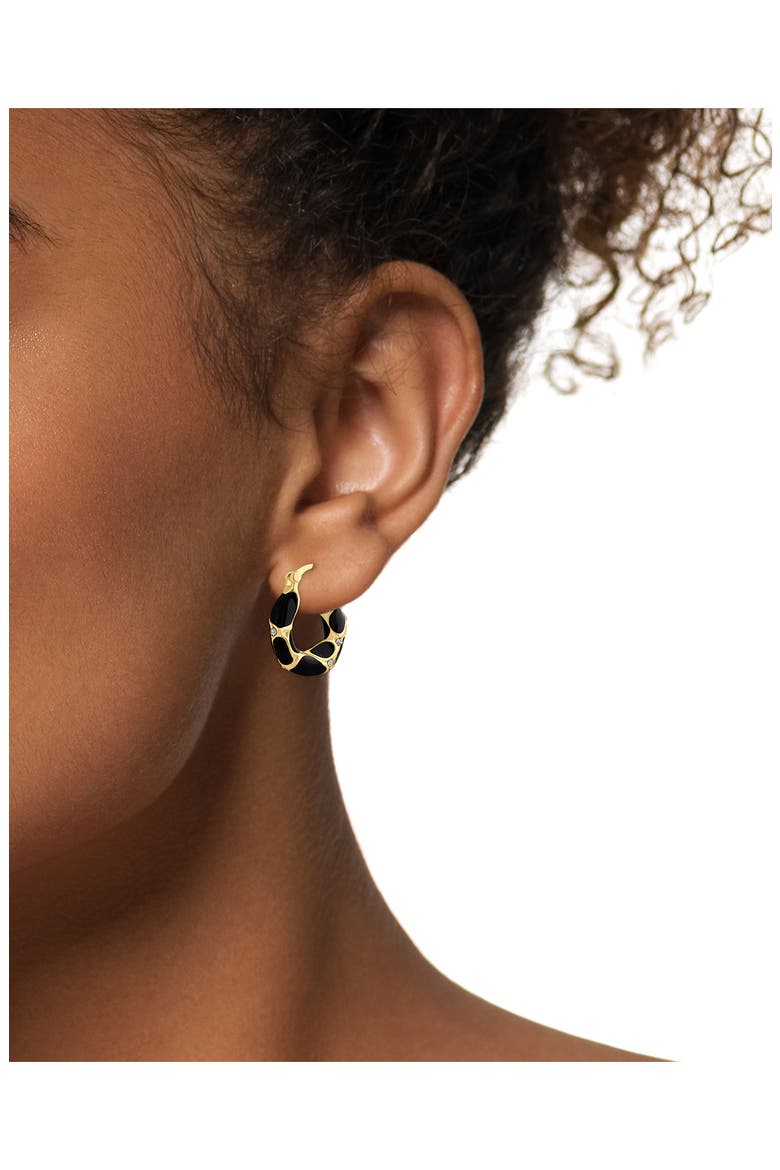 Enamel Cheetah Hoop Earrings (Nordstrom Exclusive), Alternate, color, BLACK/ GOLD