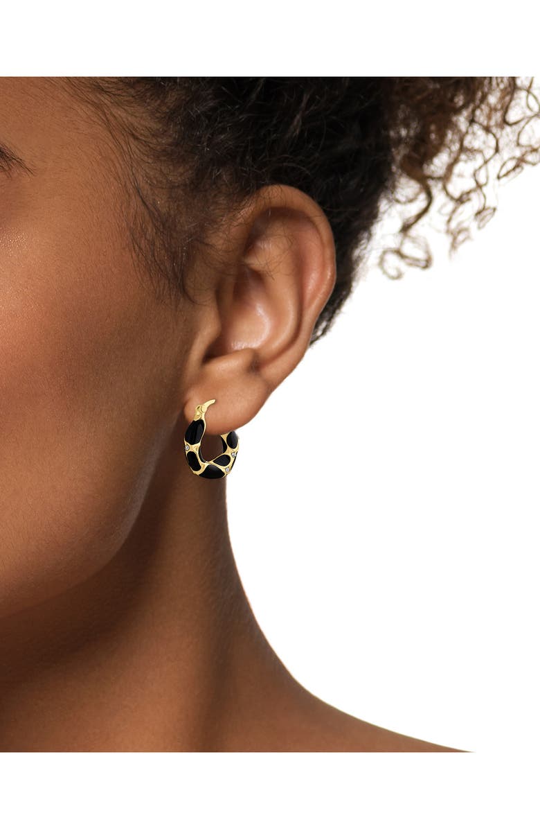 JARDIN Enamel Cheetah Hoop Earrings, Alternate, color, Black/ Gold