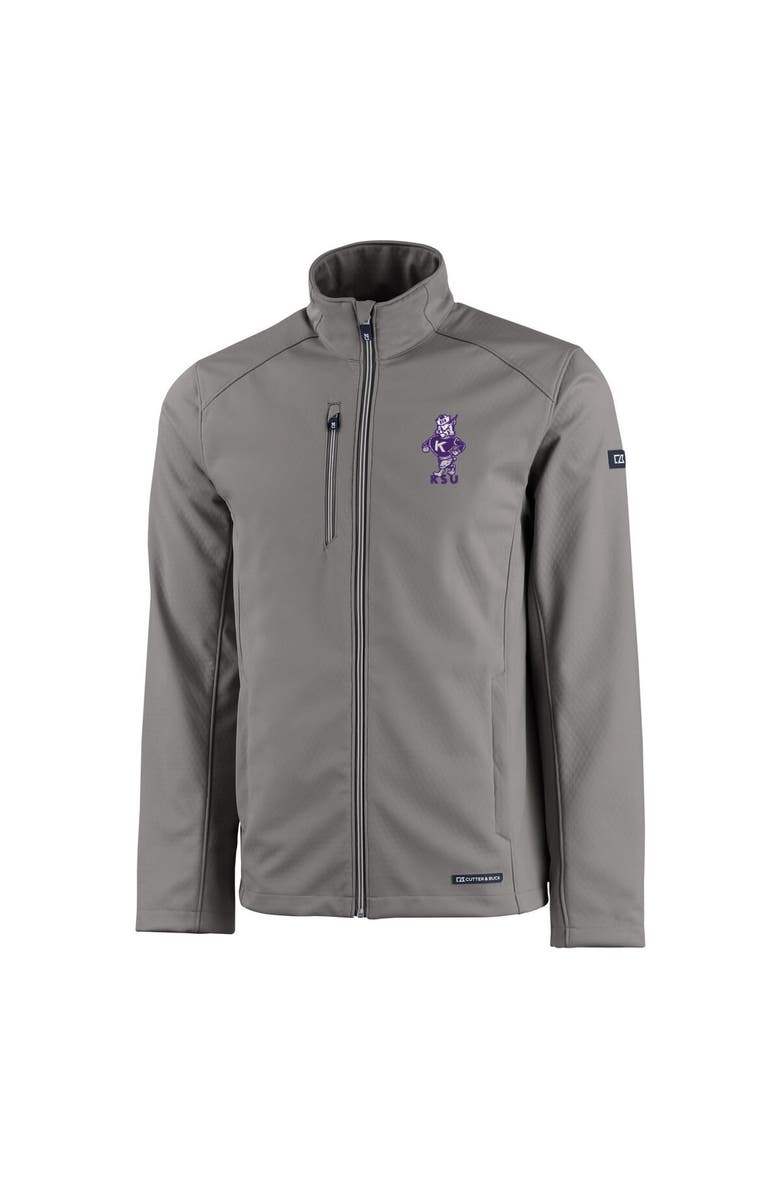 Cutter & Buck Men's Cutter & Buck Gray Kansas State Wildcats Vault Evoke Eco Softshell Recycled Full-Zip Jacket, Alternate, color,