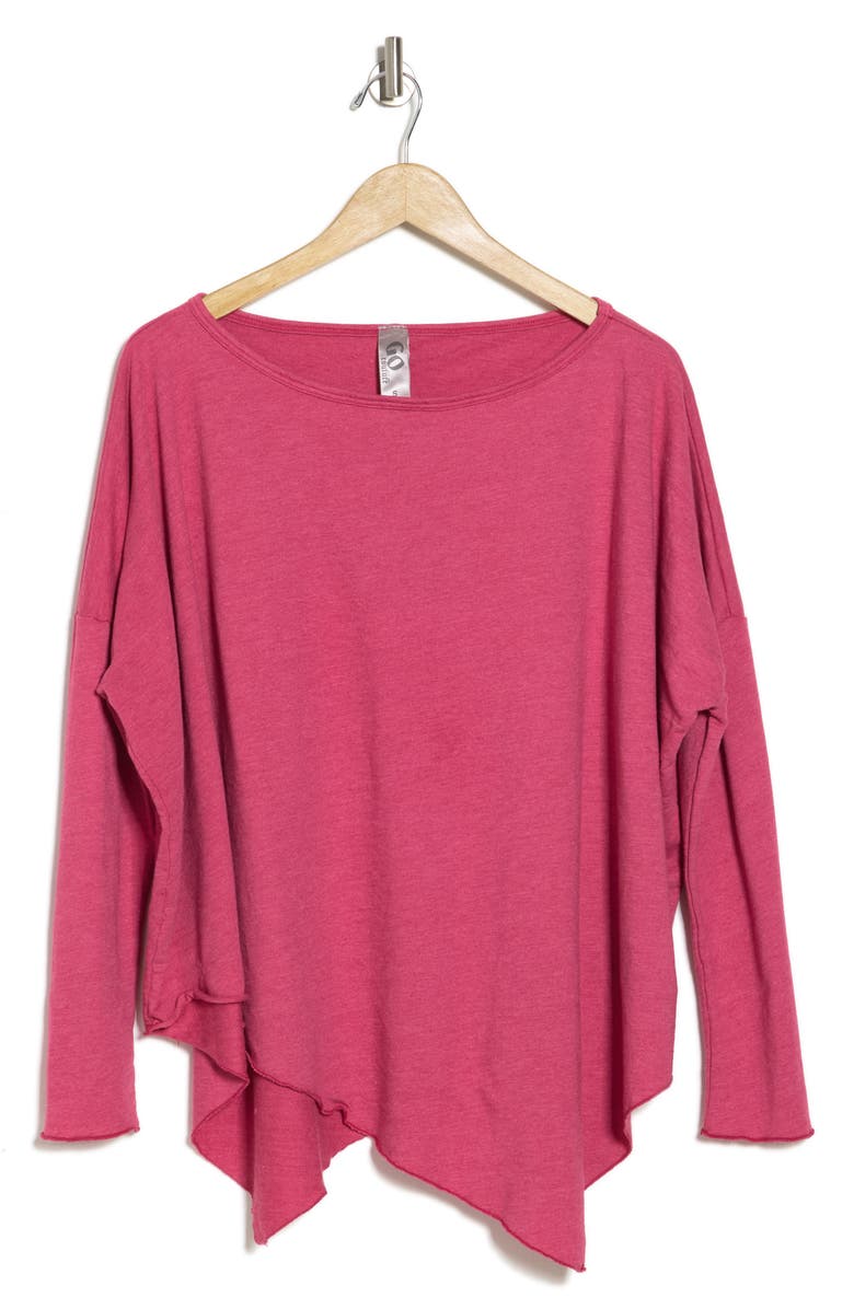 GO COUTURE Dolman Sleeve Asymmetrical Hem Pullover, Alternate, color, Beetroot Purple Pink