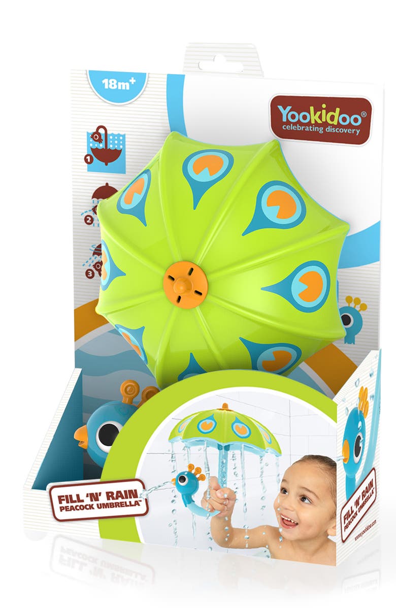 Yookidoo Fill & Rain Peacock Bath Toy, Alternate, color, Blue/Green