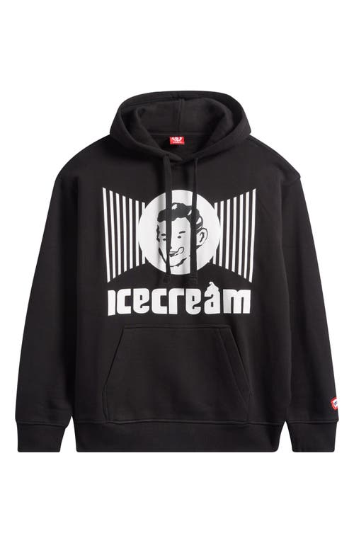 Icecream Coneman Cotton Graphic Hoodie In Black