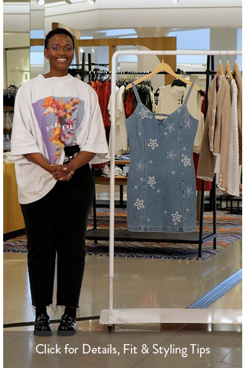 Faux Pearl Floral Detail Denim Dress video