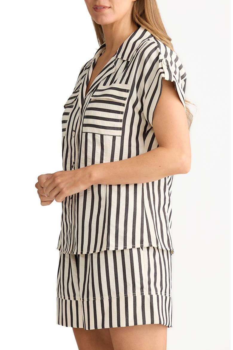 Portia Stripe Button-Up Shirt, Alternate, color, BLACK STRIPE