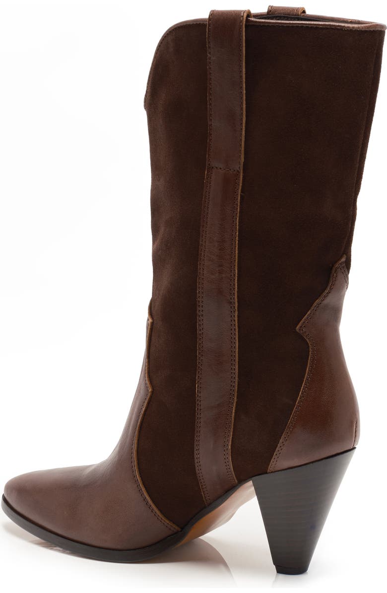 Free People Taper Heel Western Boot, Alternate, color, Chocolate Suede/ Lear