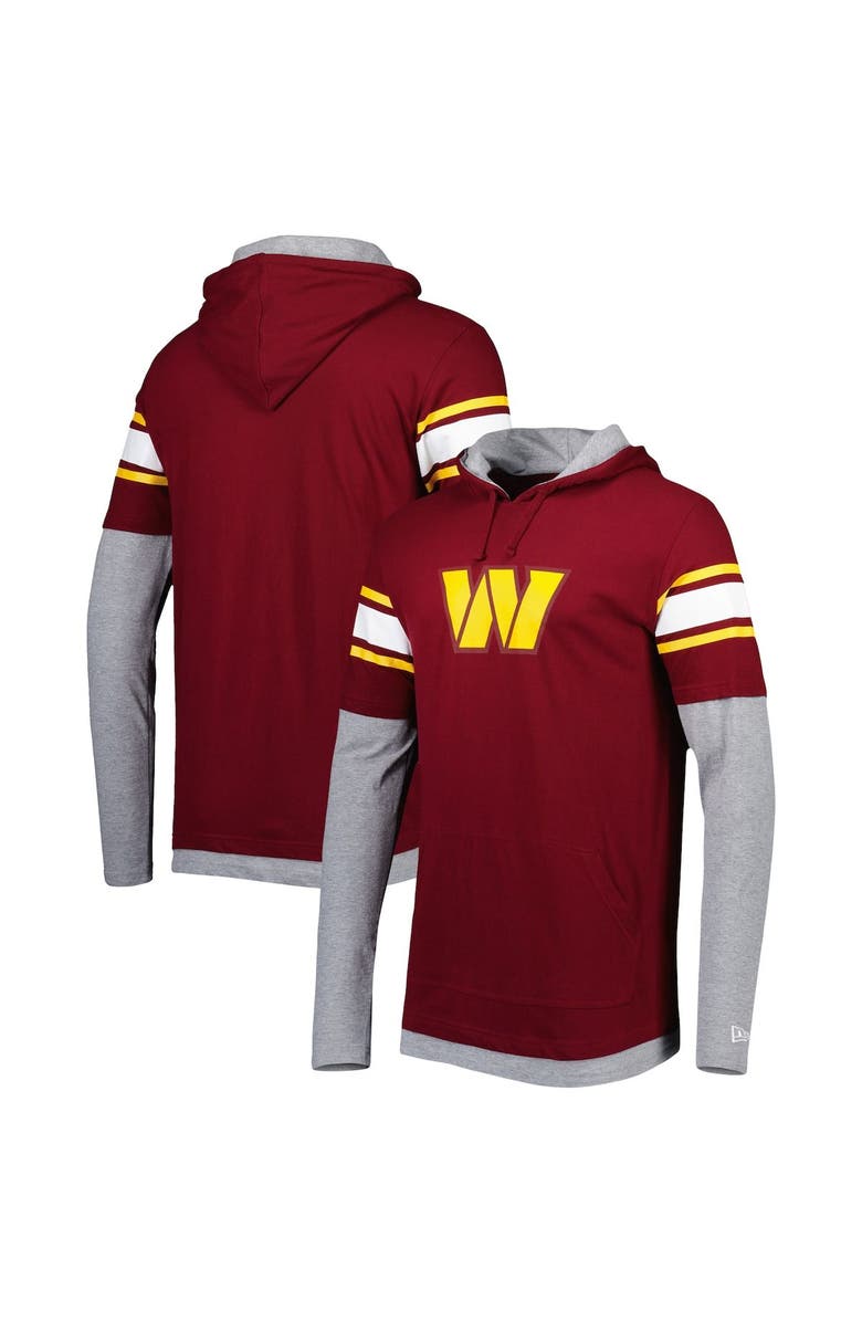 New Era Men's New Era Burgundy Washington Commanders Long Sleeve Hoodie T-Shirt, Main, color, 