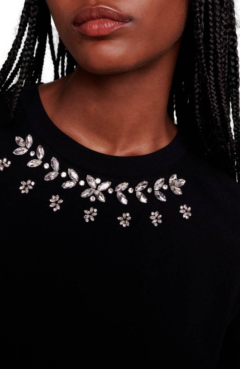 maje Toukana Crystal Embellished Cotton T-Shirt, Alternate, color, 