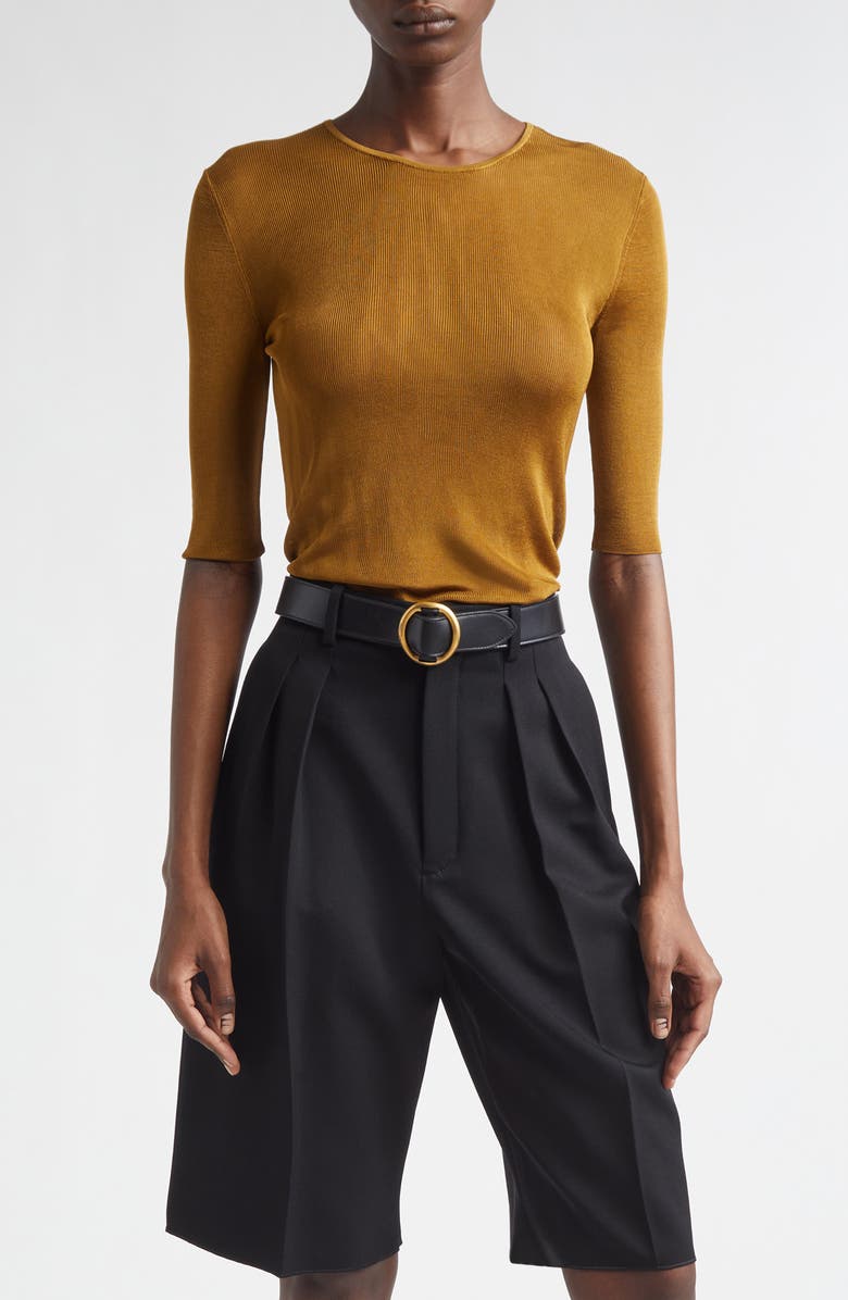 Saint Laurent Viscose Rib Sweater, Main, color, Mordore