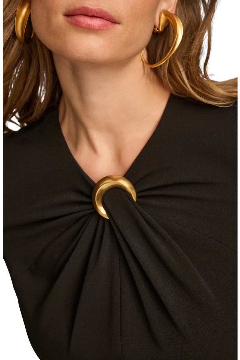 Twist Front Straight Leg Jumpsuit, Alternate, color, BLACK