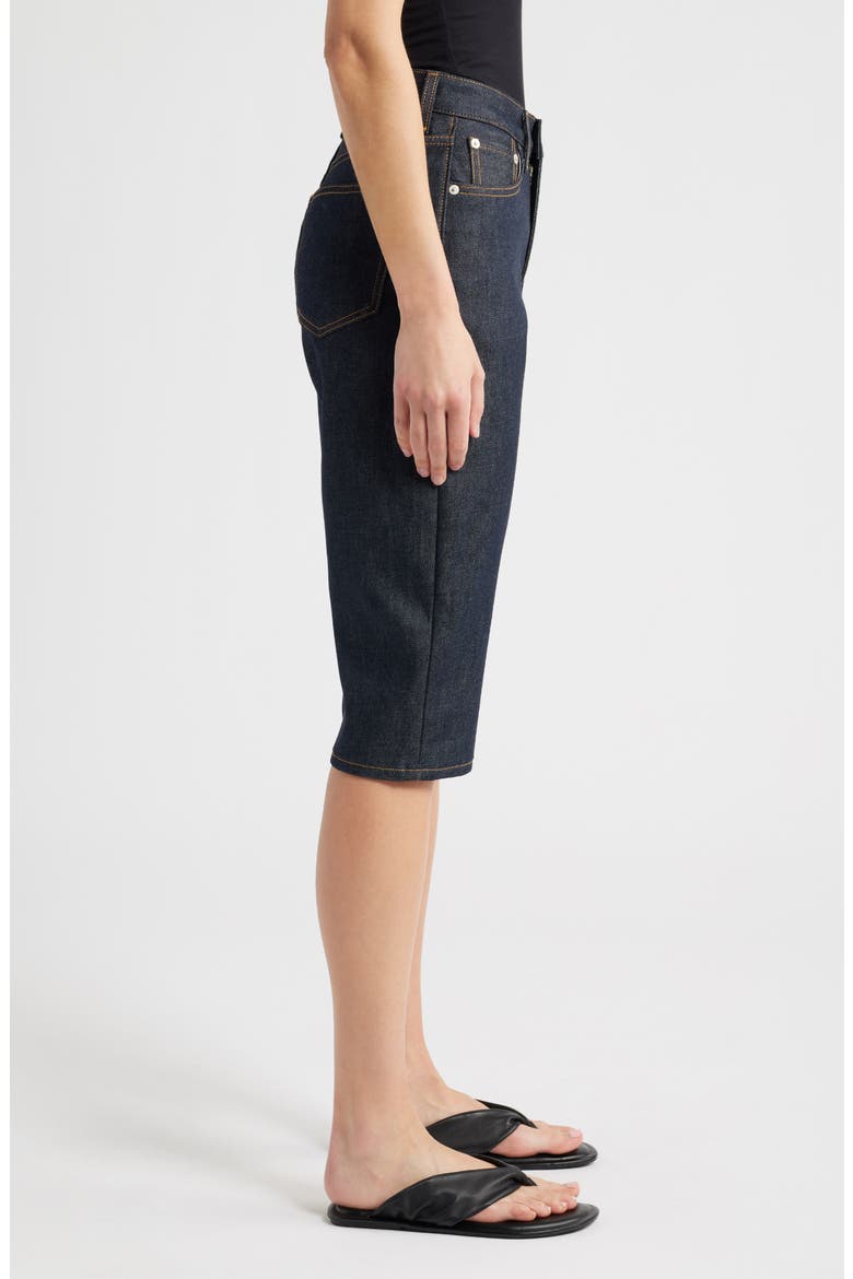 High Waist Long Denim Shorts, Alternate, color, BLUE
