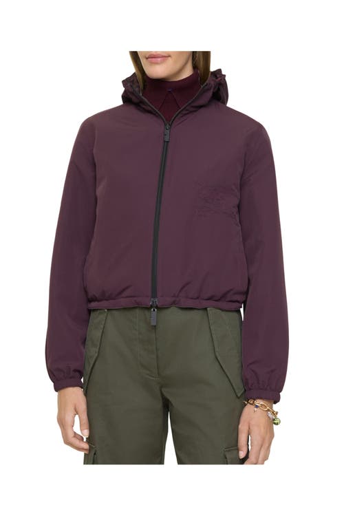 Burberry Cropped Reversible Check Hooded Jacket In Blue