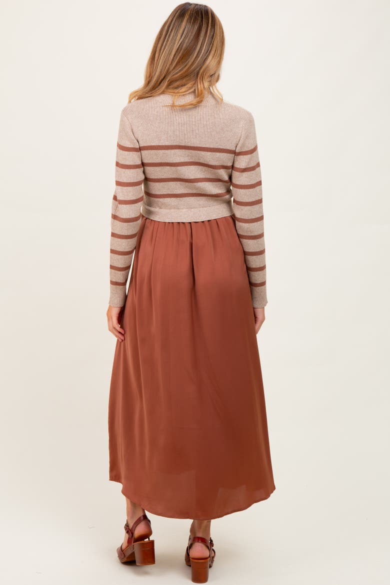 Striped Contrast Sweater Top Maxi Dress, Alternate, color, Rust