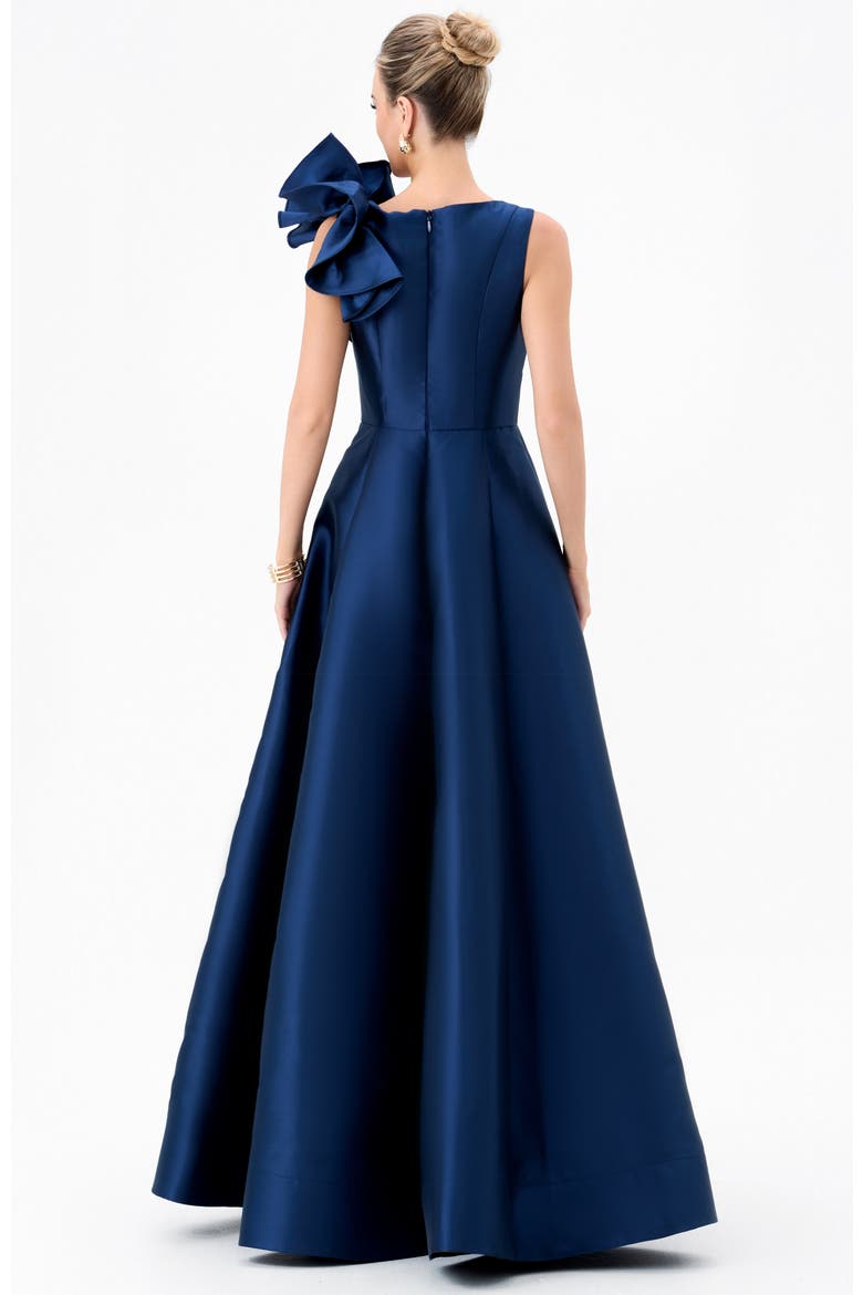 Mirella V Neck Ruffle Gown, Alternate, color, NAVY