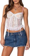EDIKTED Nicolette Sheer Lace Corset Top