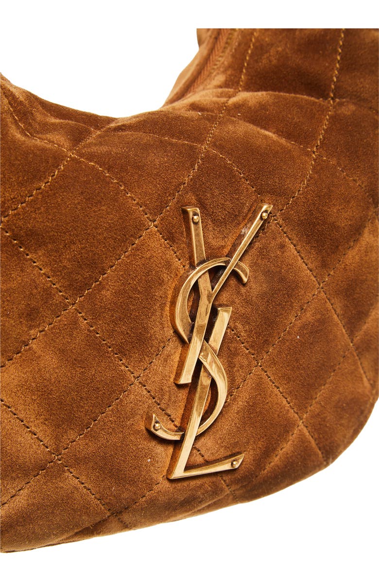 Saint Laurent Icarino Quilted Suede Top Handle Bag, Alternate, color, Caramel Cognac