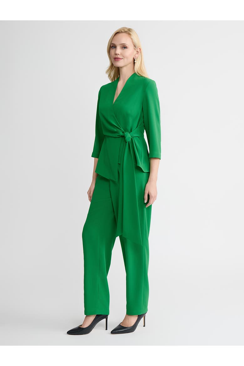 Crepe de Chine Wrap Blouse, Alternate, color, Clover Field