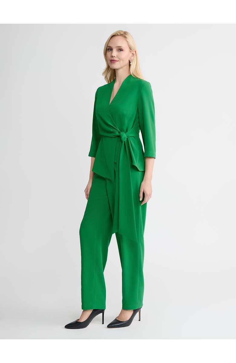 Misook Crepe de Chine Wrap Blouse, Alternate, color, Clover Field