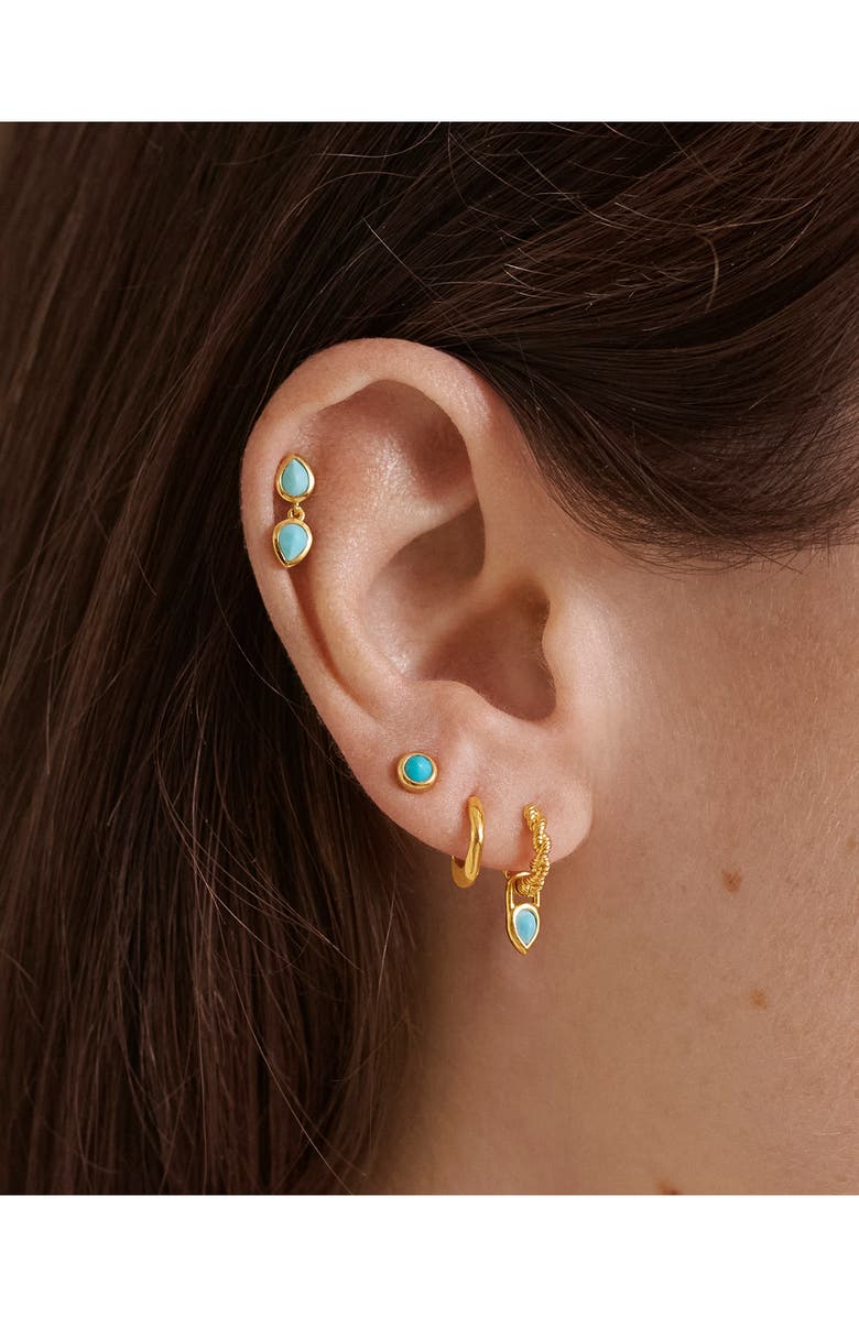 Monica Vinader Double Teardrop Turquoise Earring, Alternate, color, 18Ct Gold Vermeil On Sterling