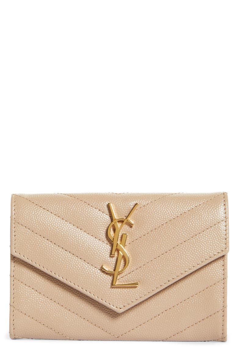 'Monogram' Quilted Leather French Wallet, Main, color, 2721 DARK BEIGE