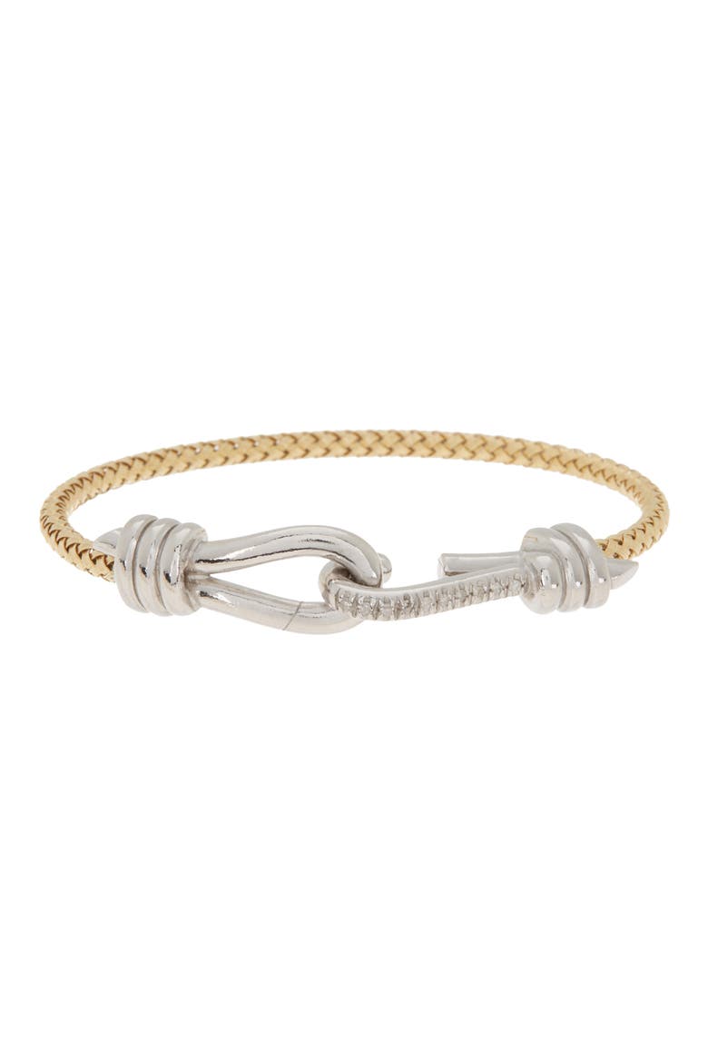 18K Gold Plated Diamond Bangle Bracelet - 0.12 ctw, Main, color, YELLOW GOLD