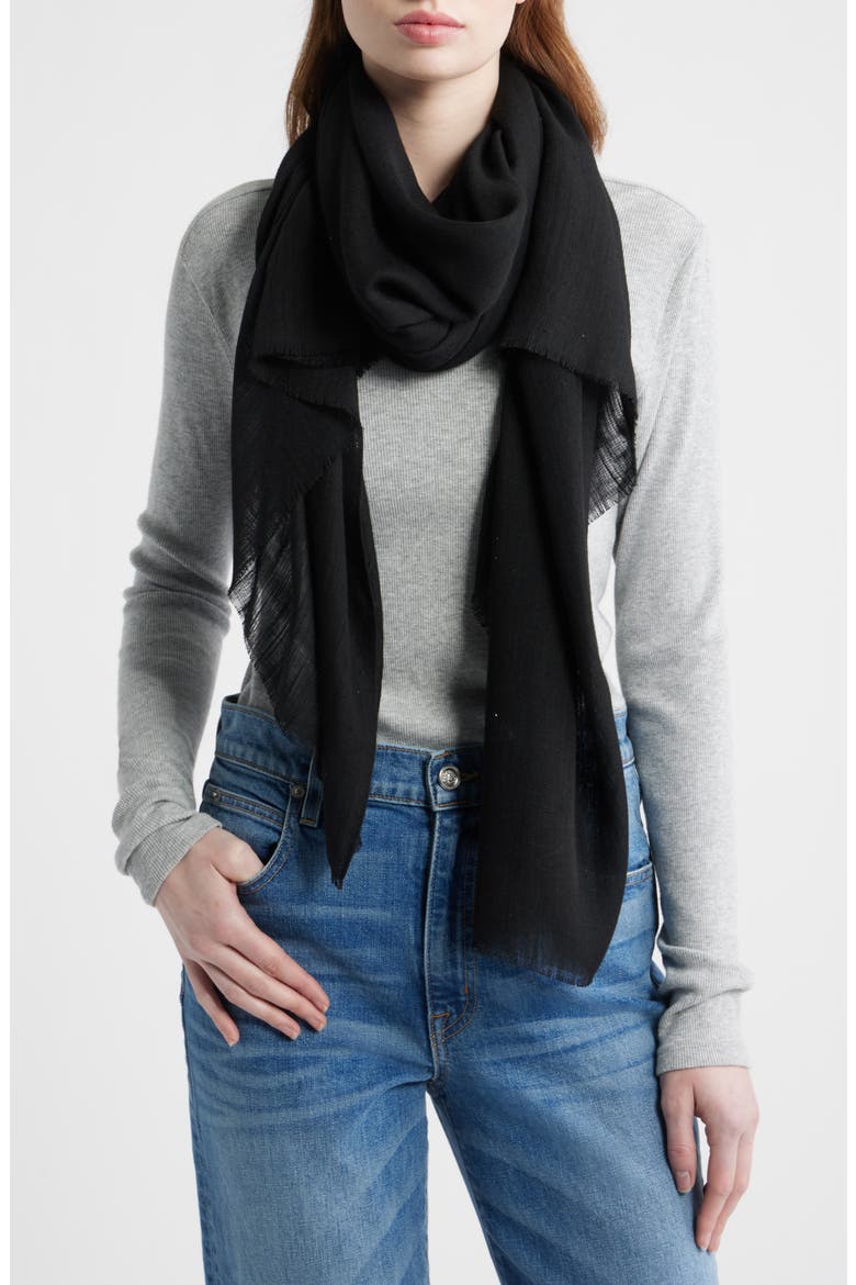 Lighweight Sequin Fringe Scarf, Main, color, BLACK