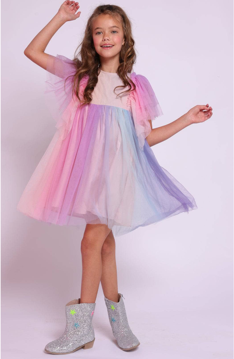 Lola + The Boys Cotton Candy Dream Tulle Dress, Alternate, color, Multicolor