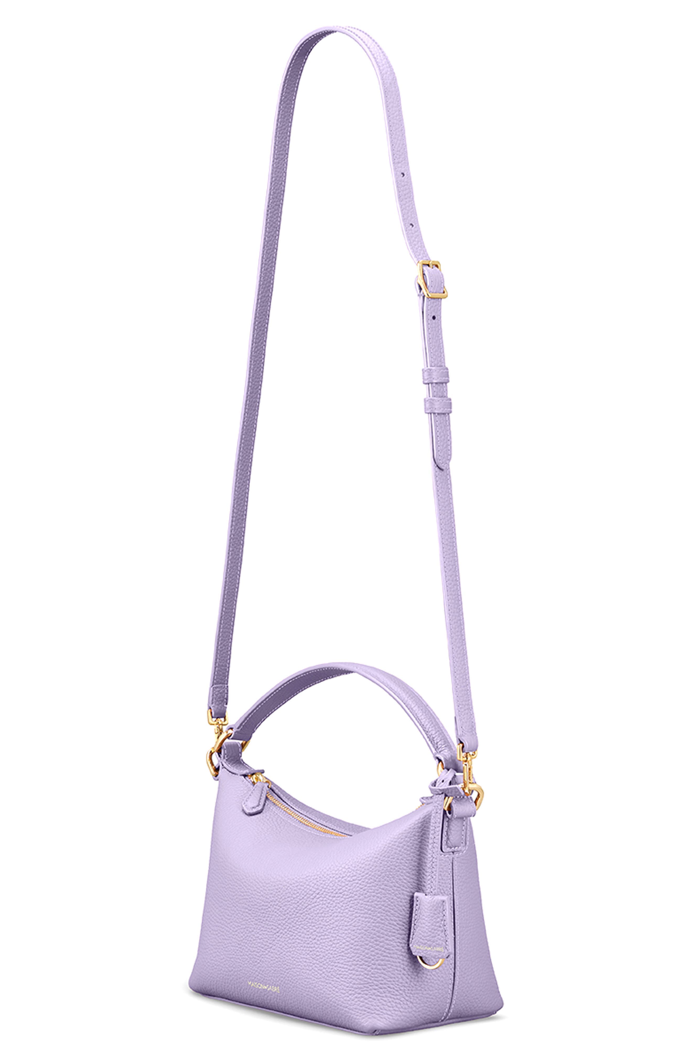 Small Leather Soft Hobo, Alternate, color, Lavender Purple