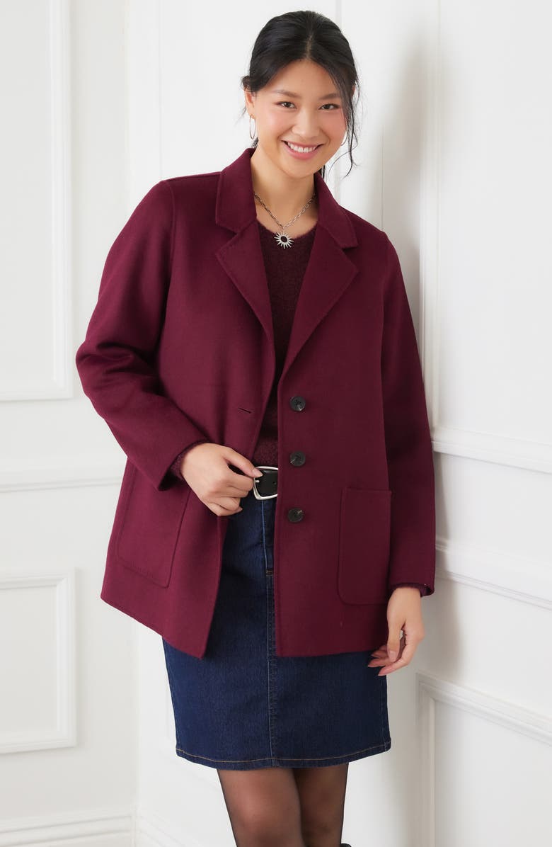 Karen Kane Oversize Brushed Wool Blend Blazer, Alternate, color, Eggplant